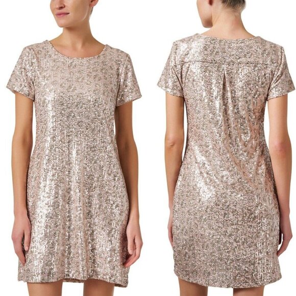 Jude Connally Ella Leopard Sequin Short Sleeve Mini T-Shirt Dress - 35561 - Picture 1 of 12